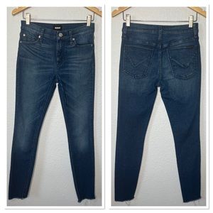 Hudson Natalie Mid Rise Ankle Raw Hem Skinny Jeans Sz 26 Cotton Blend